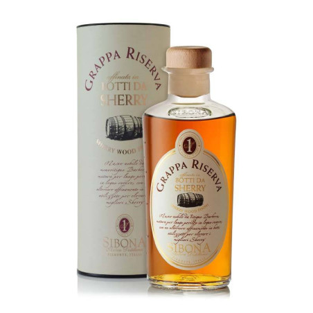 Grappa Riserva en barricas de Jerez Sibona